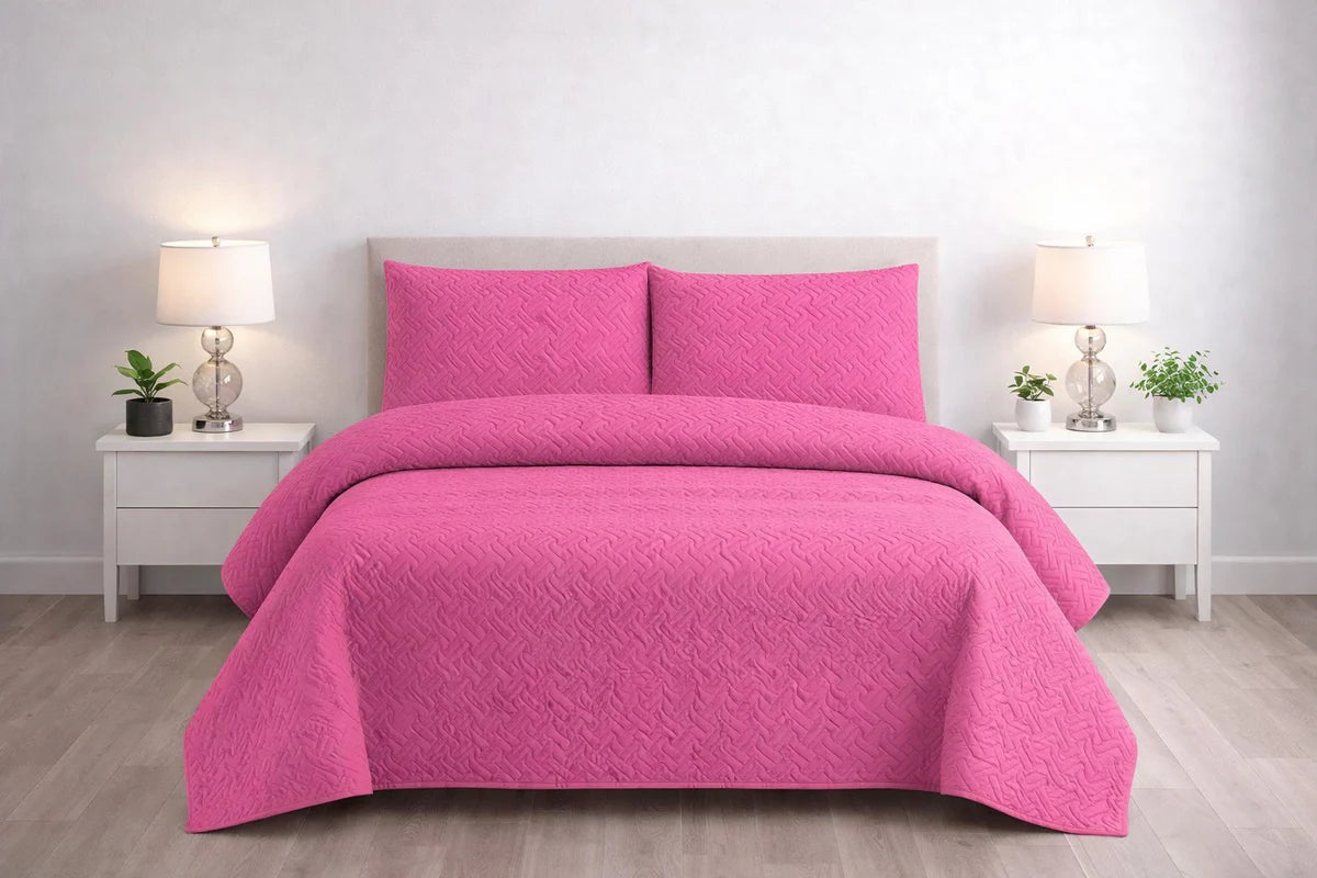 3-Piece Ultrasonic Dyed Bedspread Set β Premium Quality