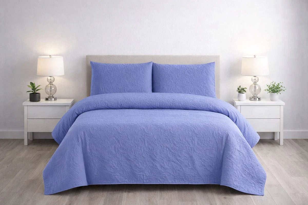 3-Piece Ultrasonic Dyed Bedspread Set β Premium Quality