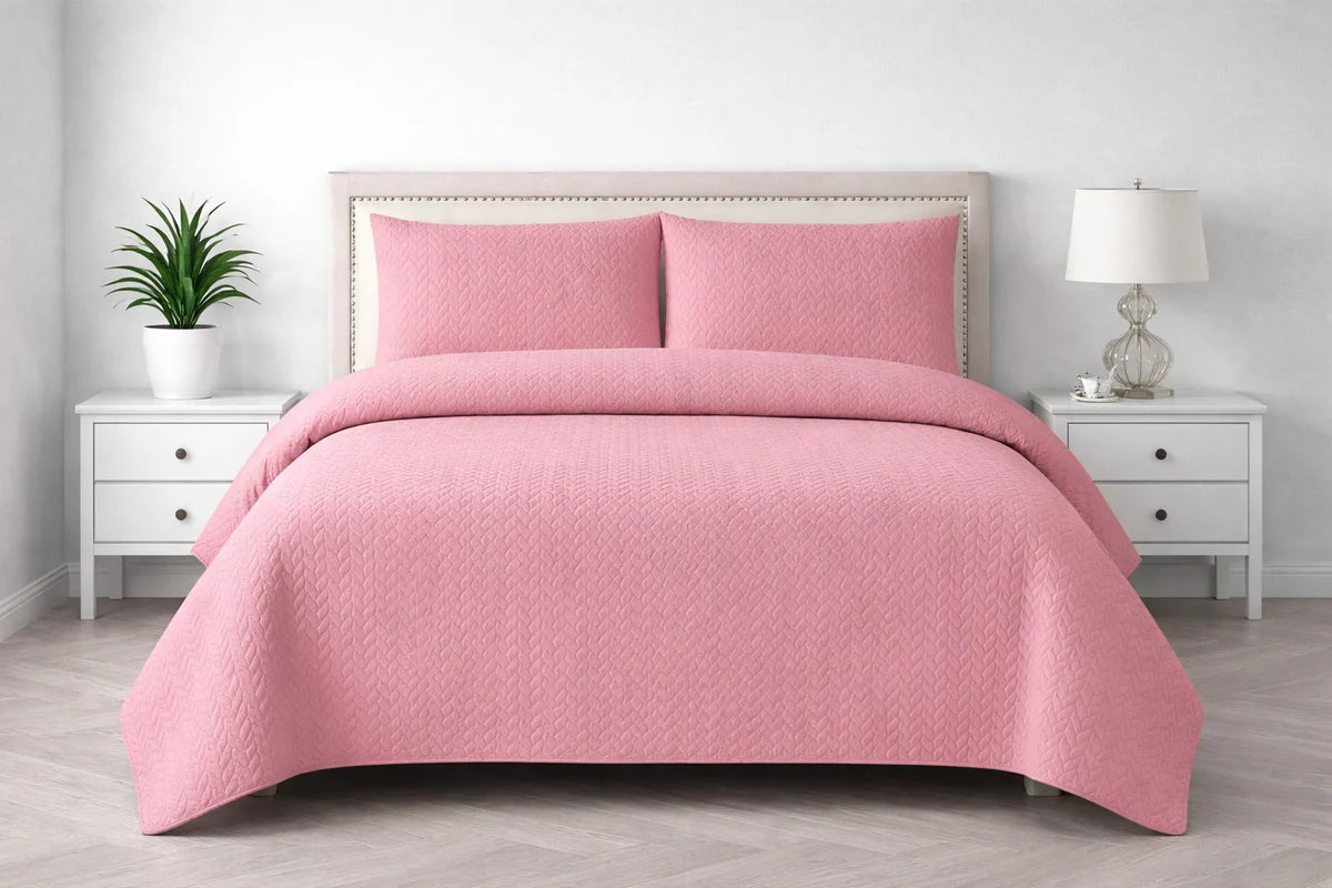 3-Piece Ultrasonic Dyed Bedspread Set β Premium Quality