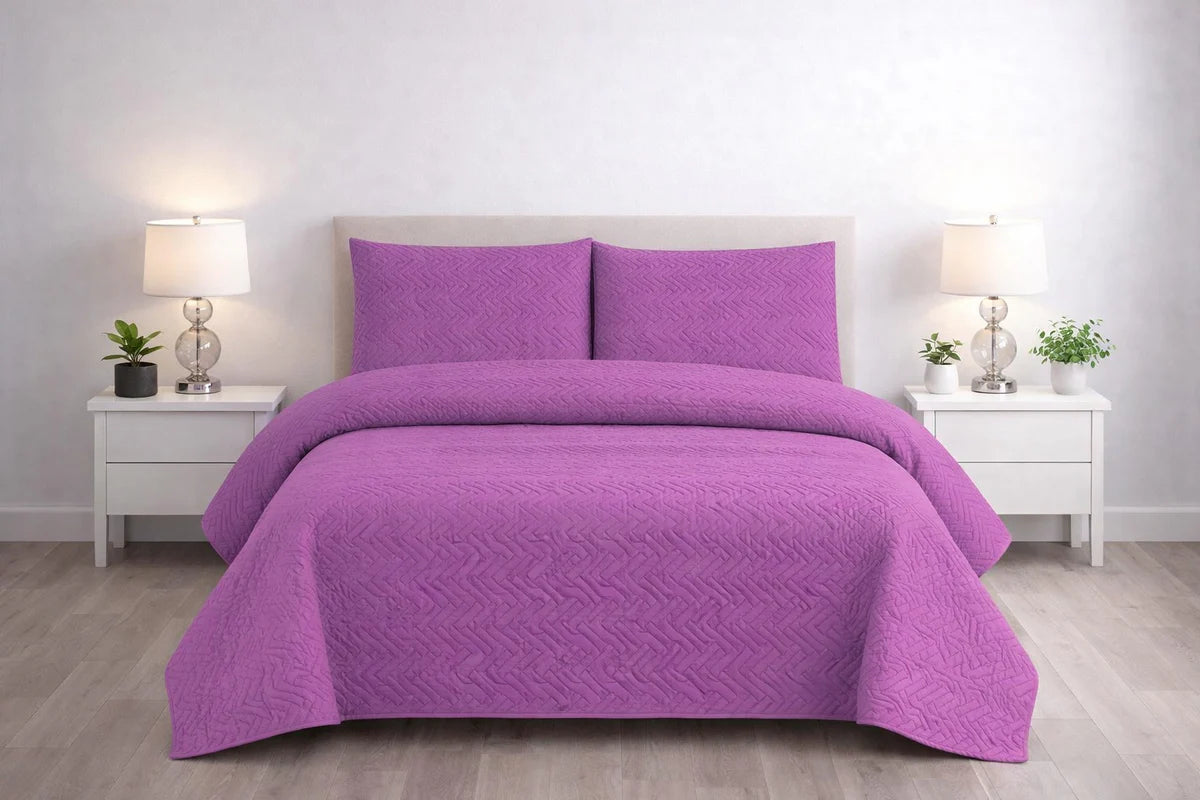 3-Piece Ultrasonic Dyed Bedspread Set β Premium Quality