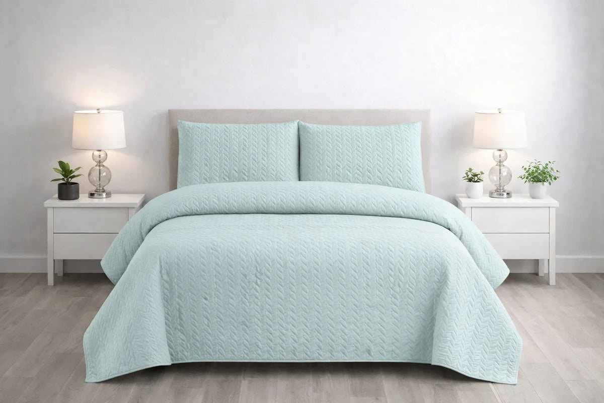 3-Piece Ultrasonic Dyed Bedspread Set β Premium Quality