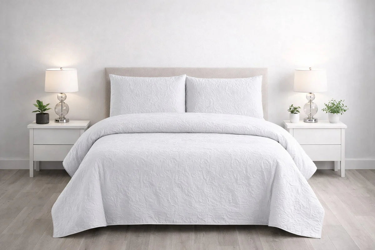3-Piece Ultrasonic Dyed Bedspread Set β Premium Quality
