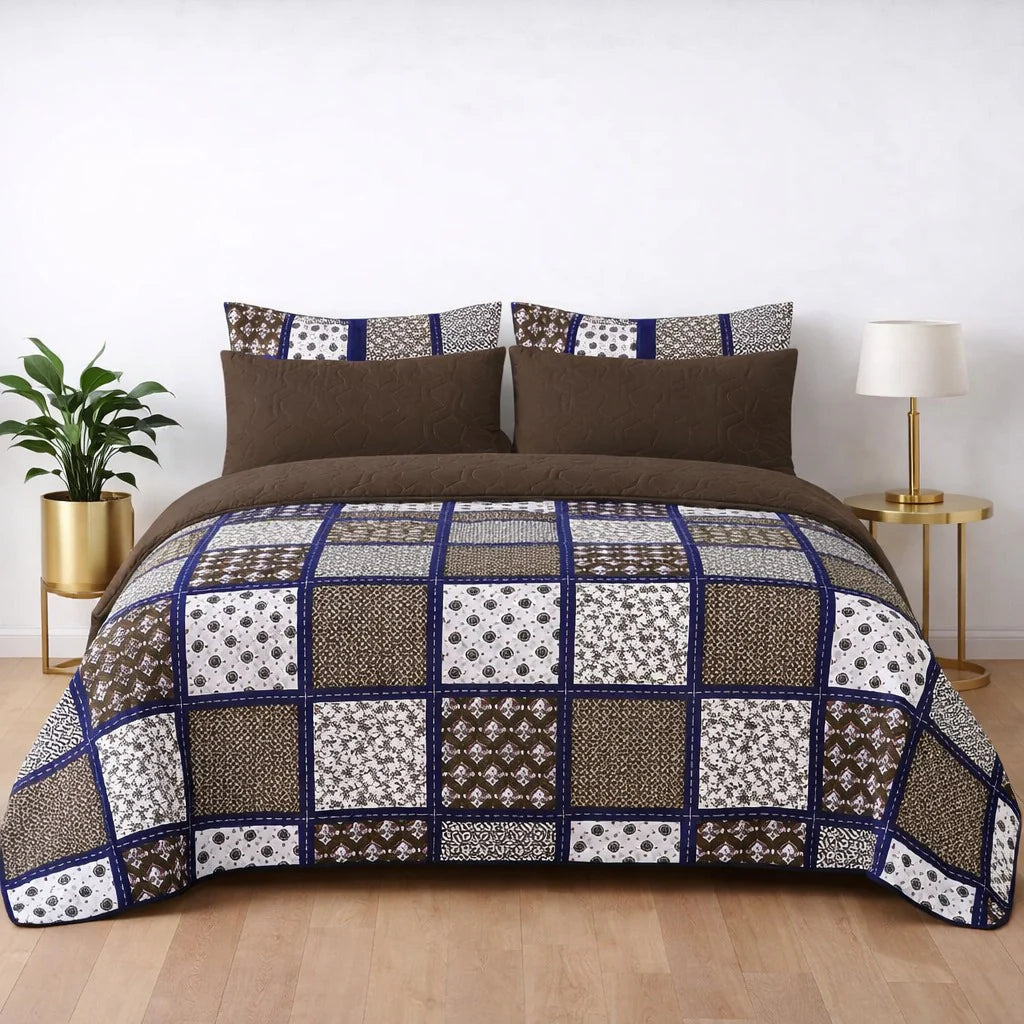 6-Piece Ultrasonic Printed Bedspread Set β Premium Quality