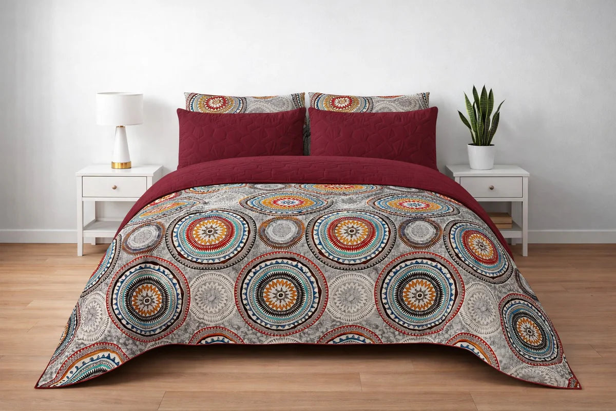 6-Piece Ultrasonic Printed Bedspread Set β Premium Quality
