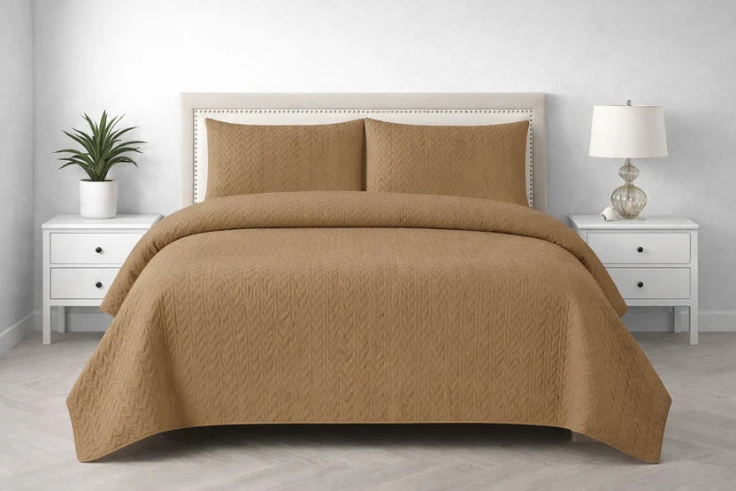 3-Piece Ultrasonic Dyed Bedspread Set β Premium Quality