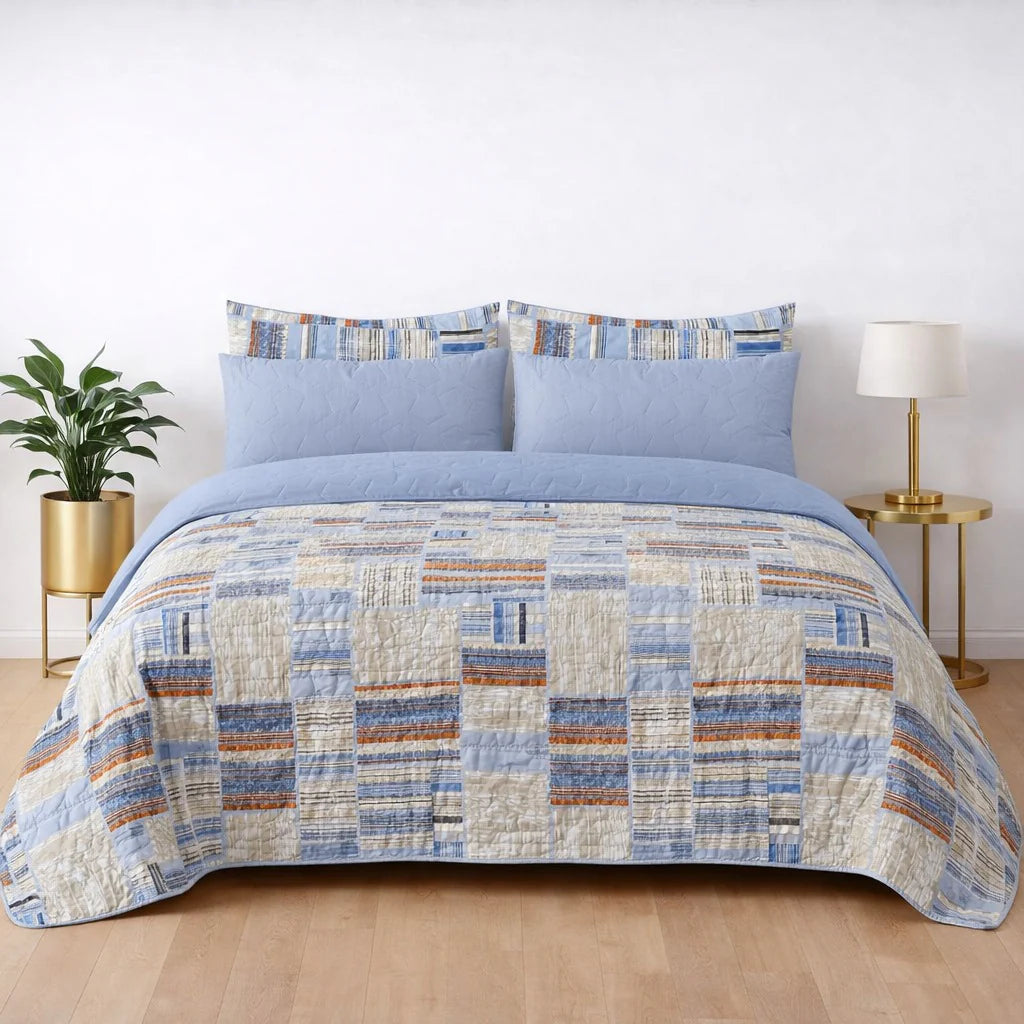 6-Piece Ultrasonic Printed Bedspread Set β Premium Quality