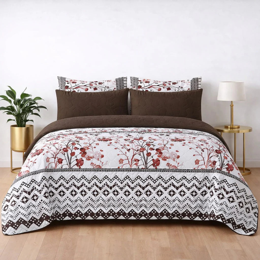 6-Piece Ultrasonic Printed Bedspread Set β Premium Quality