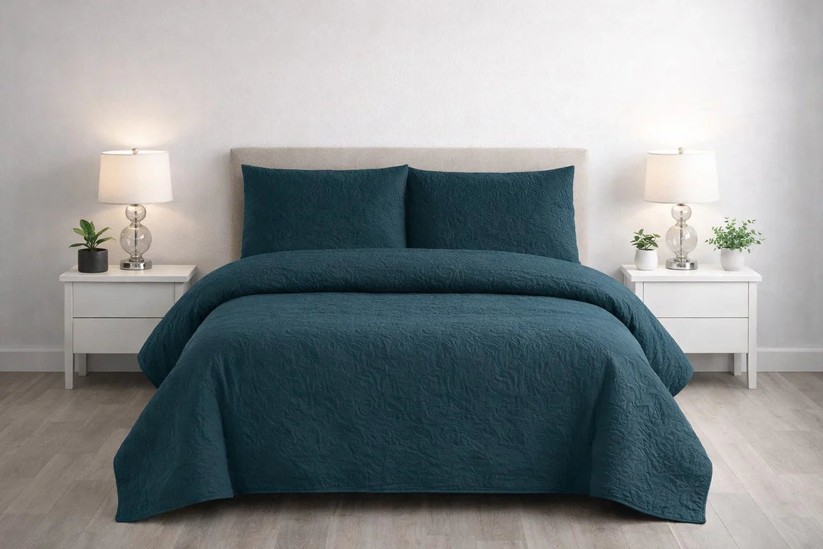 3-Piece Ultrasonic Dyed Bedspread Set – Premium Quality