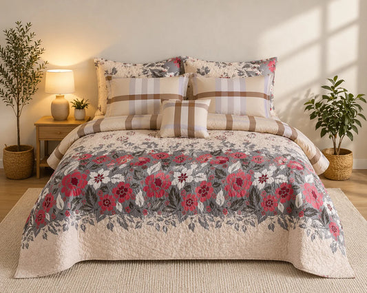 7-Piece Ultrasonic Printed Bedspread Set – Premium Quality