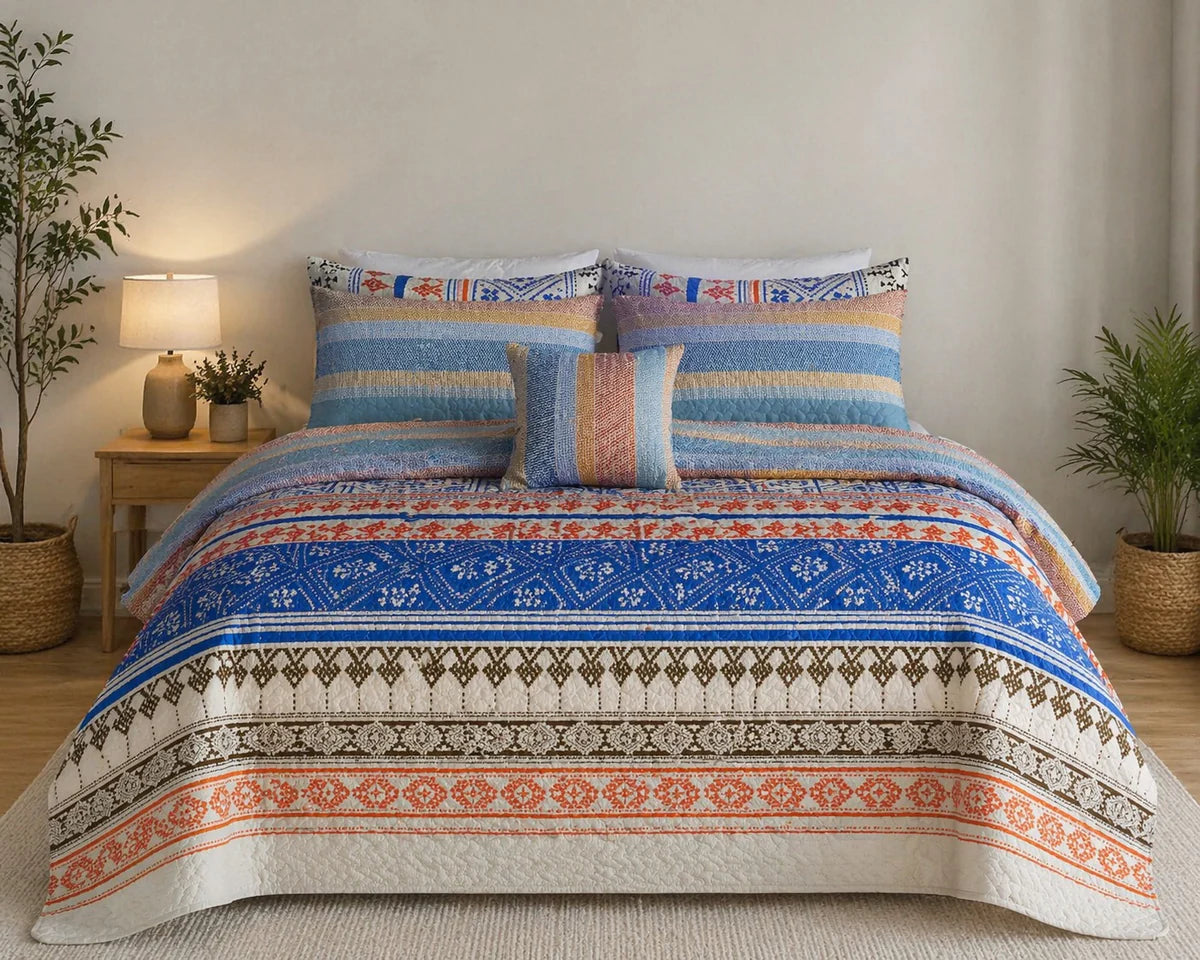 7-Piece Ultrasonic Printed Bedspread Set – Premium Quality