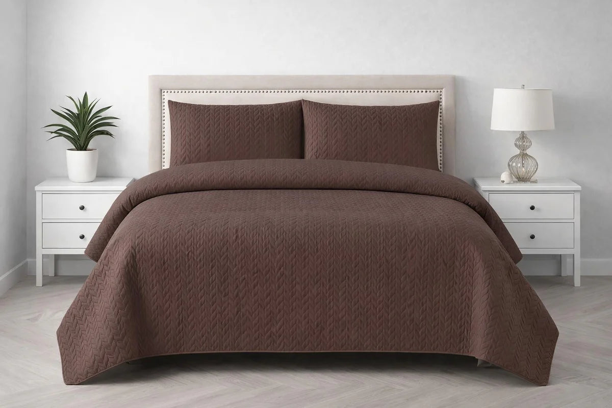 3-Piece Ultrasonic Dyed Bedspread Set – Premium Quality