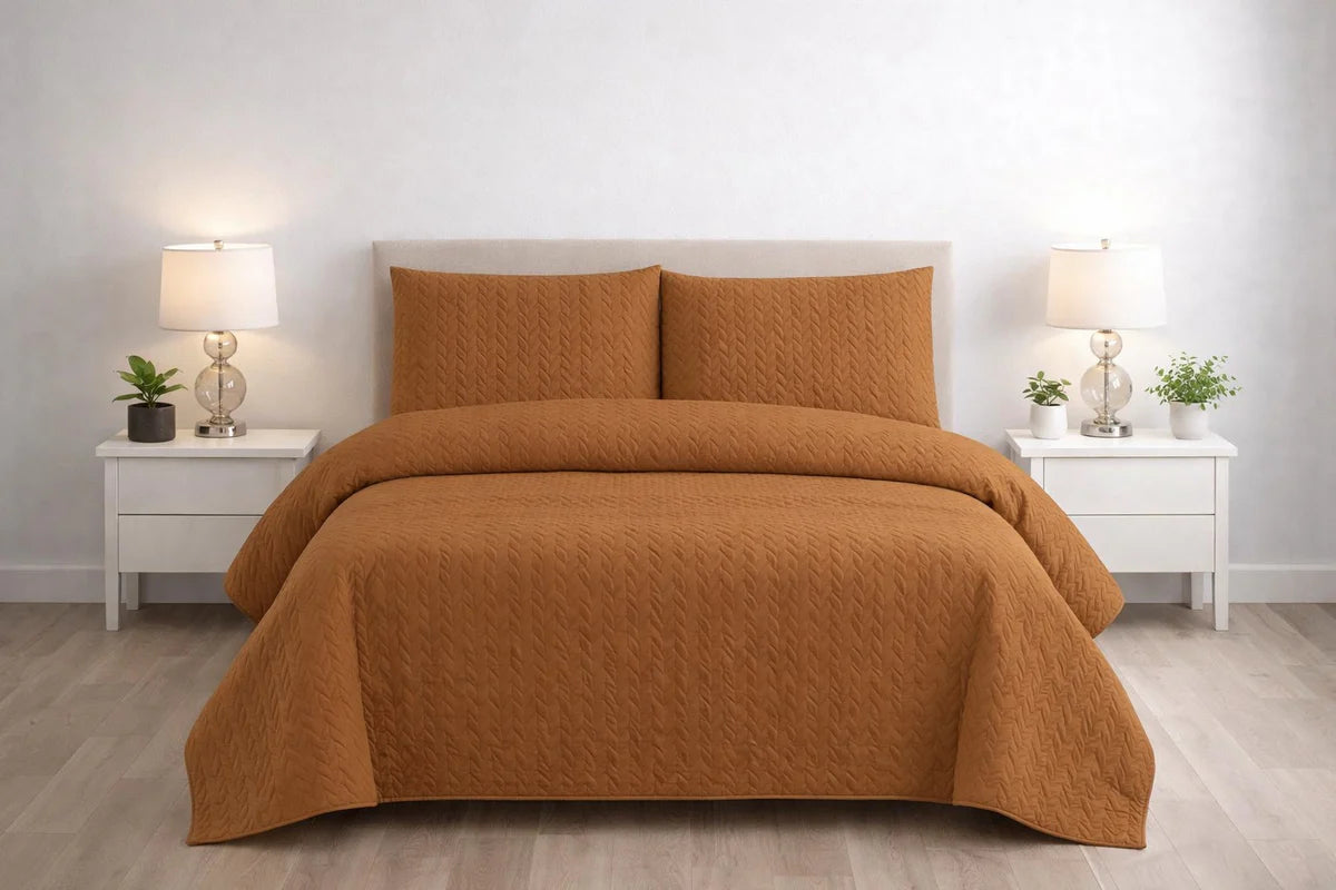 3-Piece Ultrasonic Dyed Bedspread Set – Premium Quality