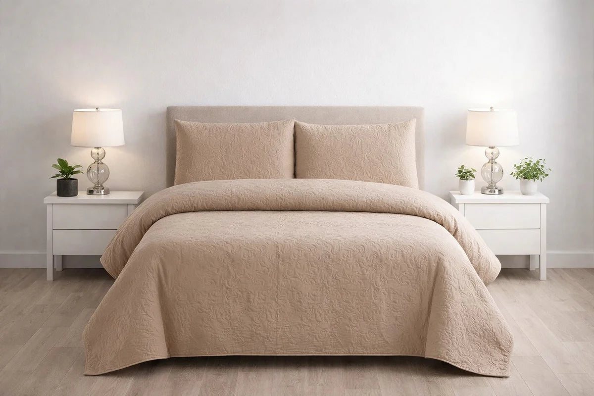 3-Piece Ultrasonic Dyed Bedspread Set – Premium Quality