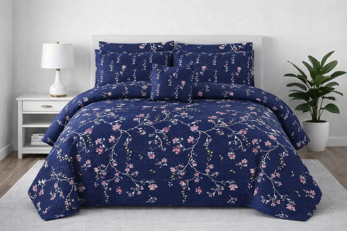 7-Piece Ultrasonic Printed Bedspread Set – Premium Quality